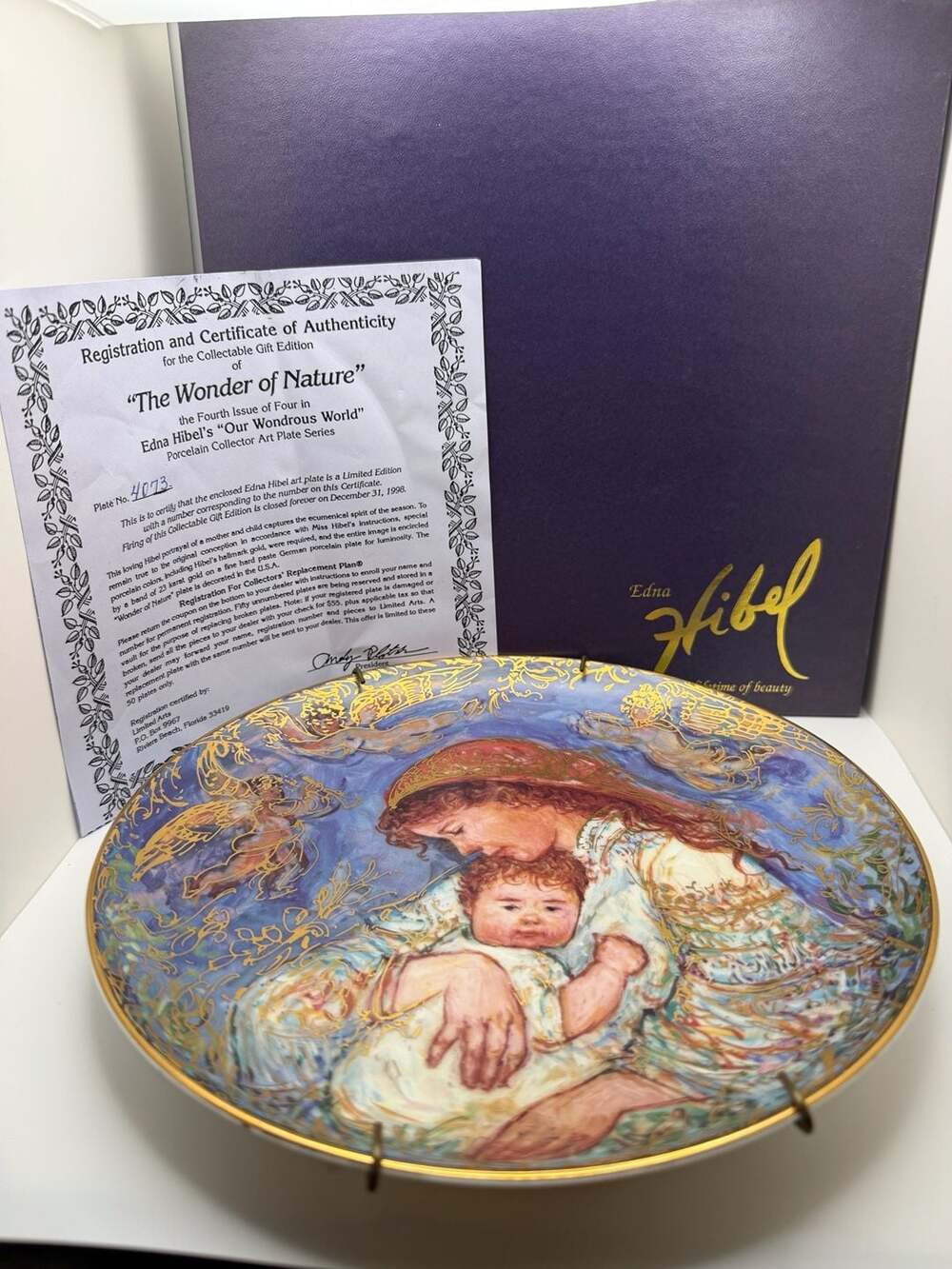 Edna Hibel "The Wonder of Love" Limited Edition Porcelain Collector Art Plate